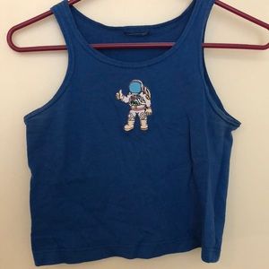 vintage blue astronaut tank top